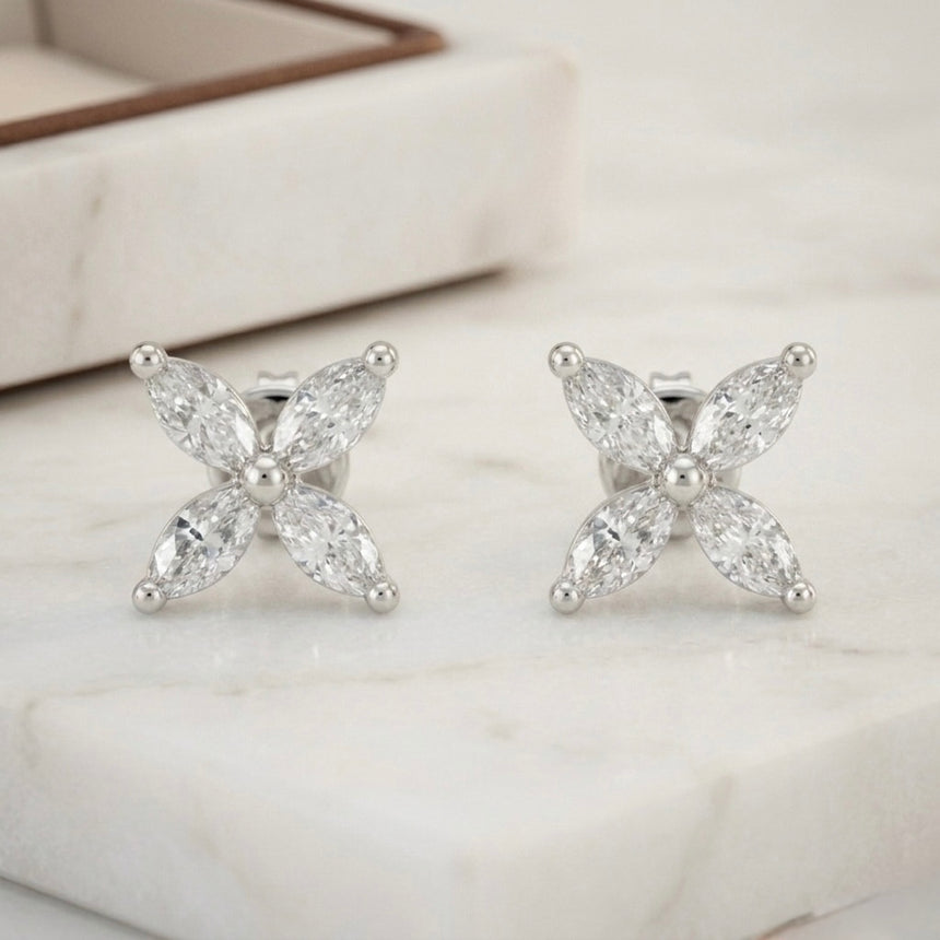 Marquise Diamond Cluster Earrings