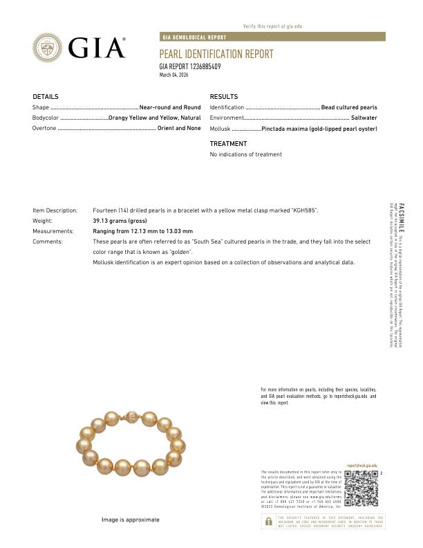 Natural Cultured Golden South Sea Pearl Bracelet