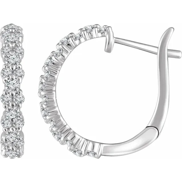Natural  Diamond Hoop Earrings