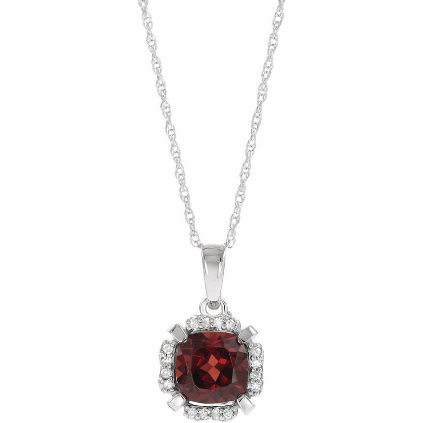 Natural Mozambique Garnet & Diamond 18" Necklace