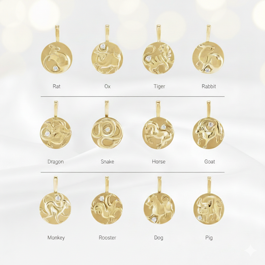 The Celestial Zodiac Pendant – 14K Yellow Gold & Natural Diamond