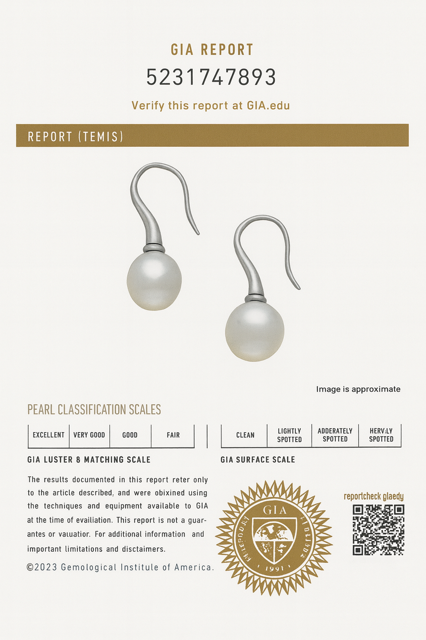 GIA Certified White South Sea Pearl Earrings | Mandalar Jewelry