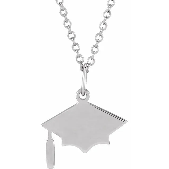 14K Gold Engravable Graduation Cap Necklace