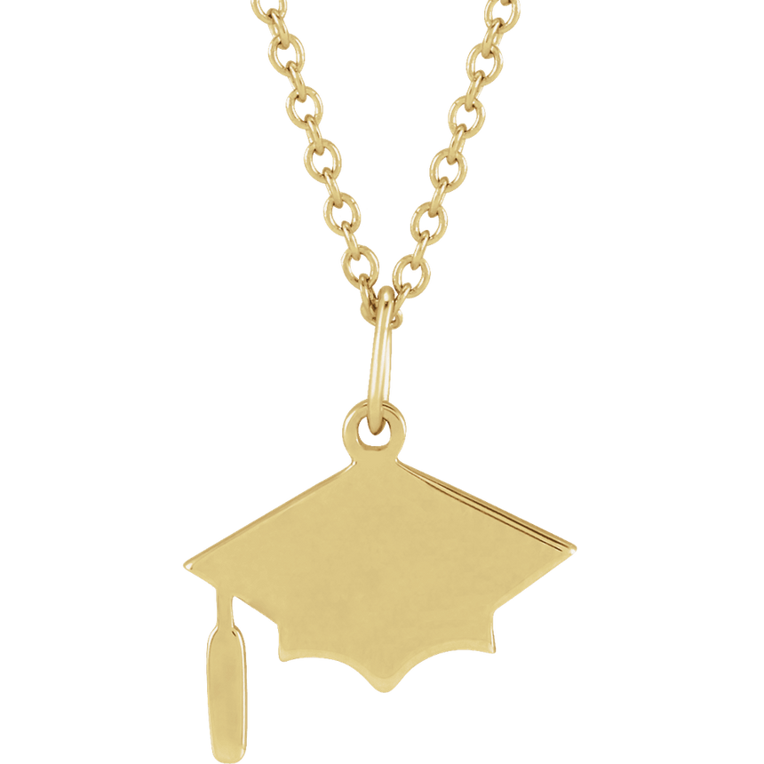 14K Gold Engravable Graduation Cap Necklace