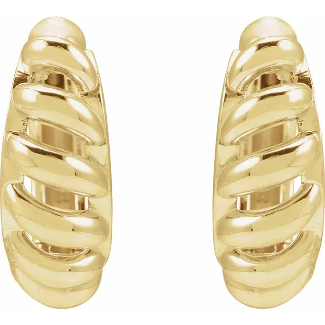 14K Yellow Gold Rope Dome Hoop Earrings
