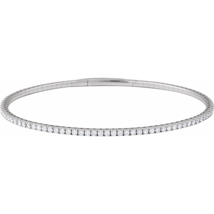 Bracelet 14K White Gold 1 1/2 CTW Natural Diamond Flexible Bangle