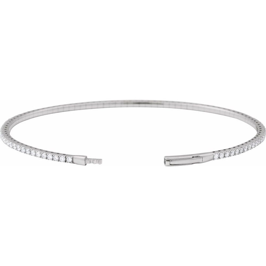Bracelet 14K White Gold 1 1/2 CTW Natural Diamond Flexible Bangle