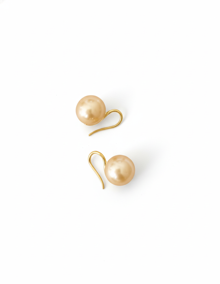 Golden South Sea Pearl Earrings in 14K Gold