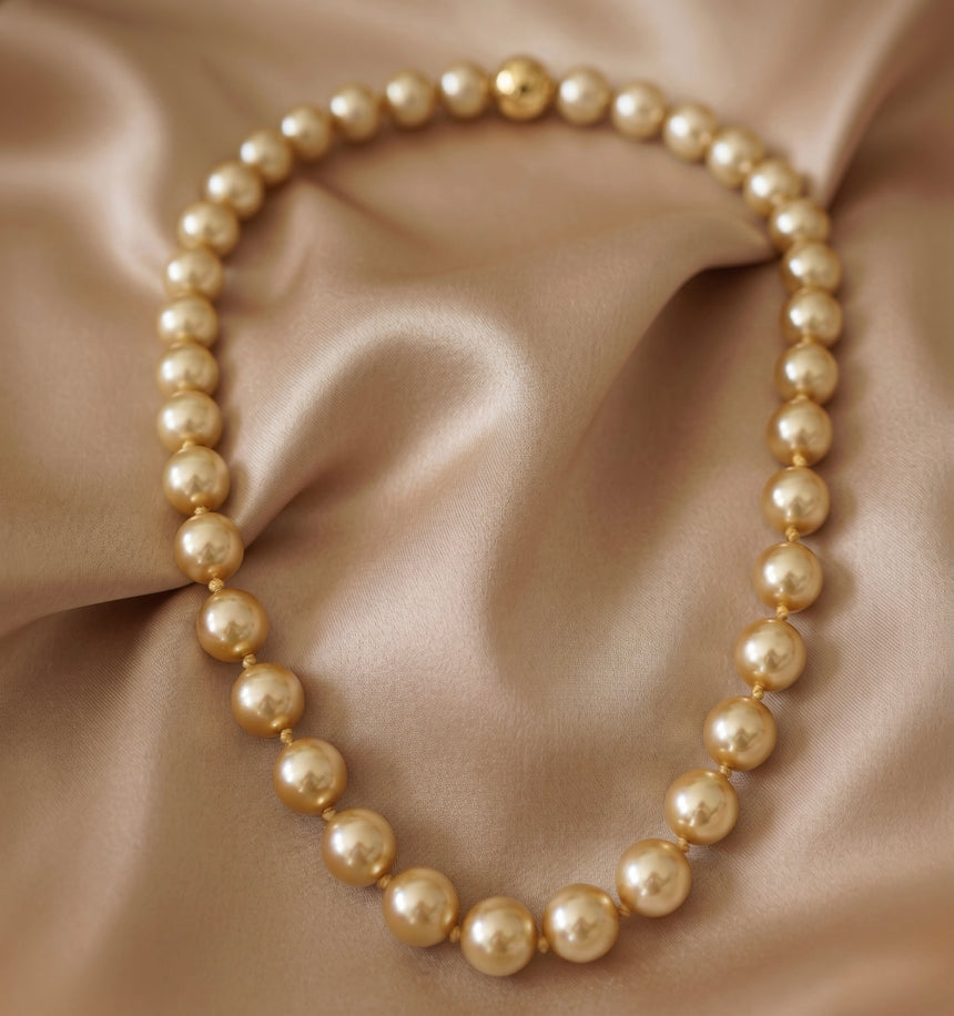 Natural Golden Cultured South Sea Pearl Strand