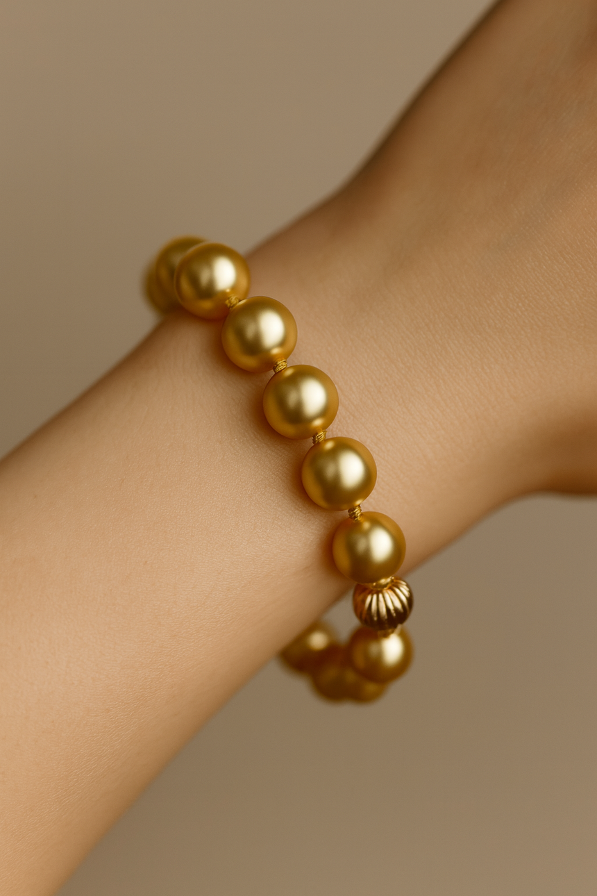 Natural Cultured Golden South Sea Pearl Bracelet