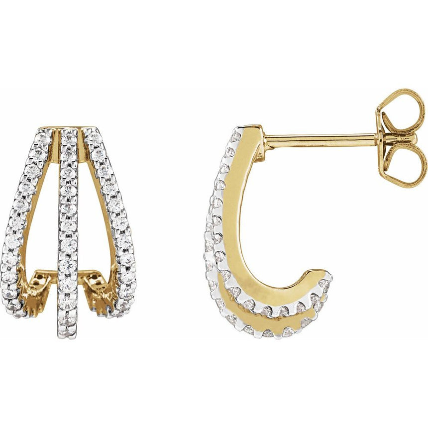 14k Yellow Gold Natural Diamond Earrings