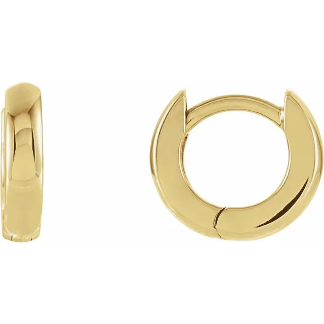 14K Yellow Gold Solid Hinged Hoop Earrings