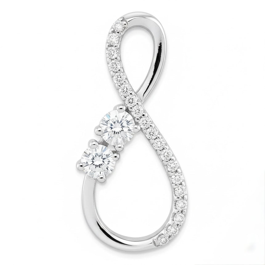 14K White Gold Natural Diamond Infinity Pendant