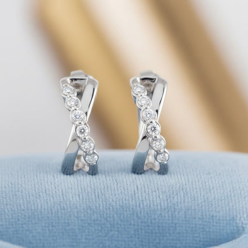 Natural Diamond Crescent Stud Earrings in 14K White Gold | 0.25 CTW