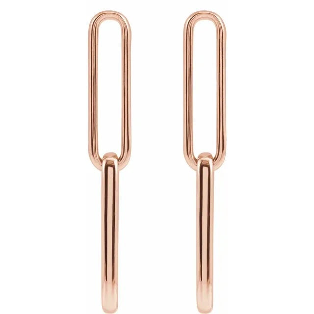 14K Rose Gold Paperclip Drop Earrings