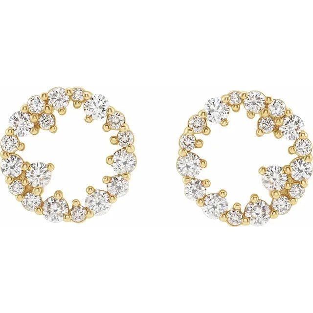Natural Diamond Circle Earrings – 14K Yellow Gold | ½ CTW