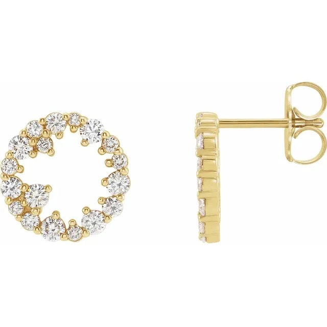 Natural Diamond Circle Earrings – 14K Yellow Gold | ½ CTW