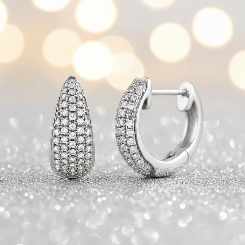 Natural Diamond Hinged 11 mm Hoop Earrings