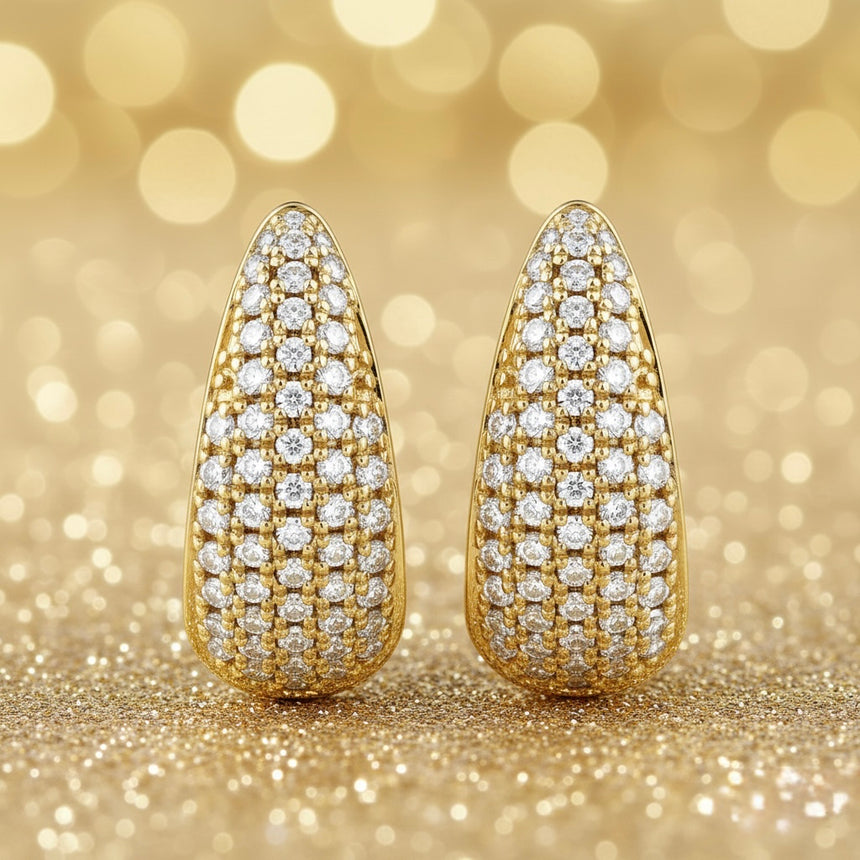 Natural Diamond Hinged 11 mm Hoop Earrings