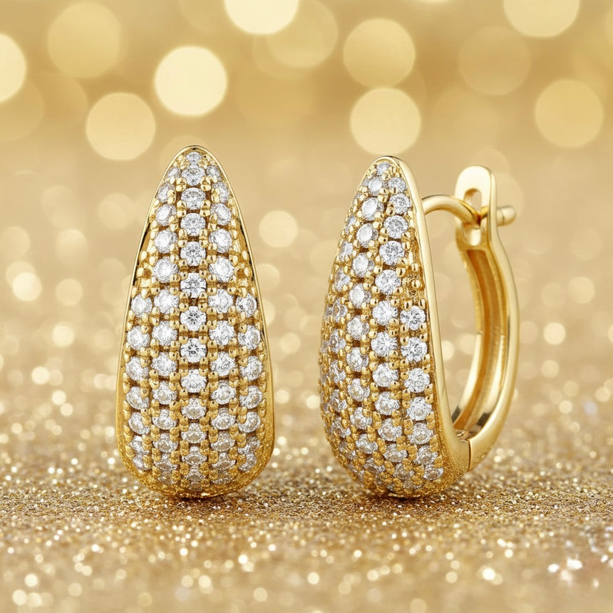 Natural Diamond Hinged 11 mm Hoop Earrings