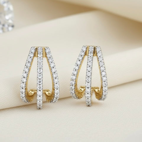 14k Yellow Gold Natural Diamond Earrings