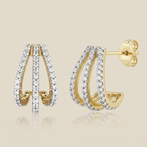 14k Yellow Gold Natural Diamond Earrings