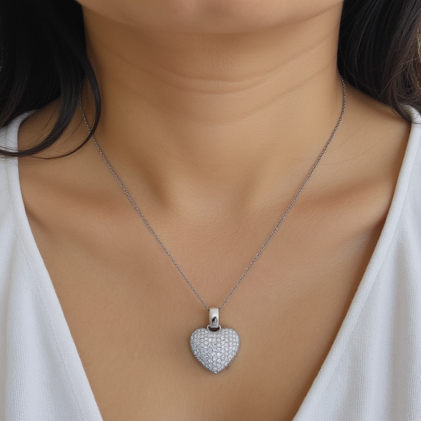 Diamond Pave Heart Pendant