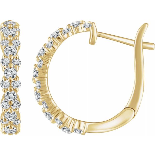 Natural  Diamond Hoop Earrings