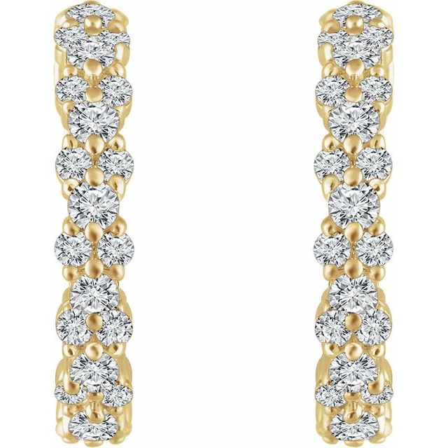 Natural  Diamond Hoop Earrings